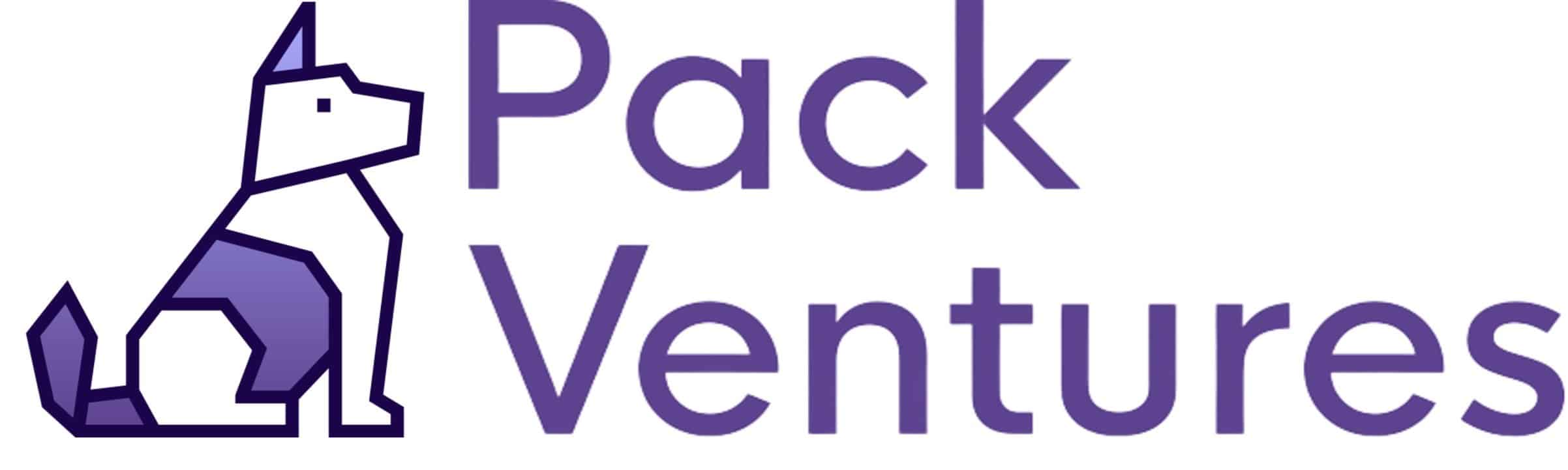 Pack Ventures logo featuring a geometric dog and purple text.