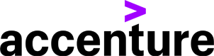 The logo of Accenture, featuring its name and a distinctive forward arrow above the "t."